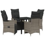 vidaXL Ensemble de salle à manger de jardin 5 pièces avec coussins Gris Poly Rattan