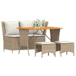 vidaXL Ensemble à manger de jardin coussins 4 Pièces beige résine tressée
