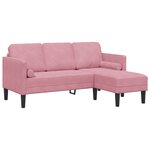 vidaXL Canapé 3 places avec chaise L en velours rose clair de 160 cm