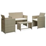 vidaXL Salon de jardin avec coussins 4 Pièces beige résine tressée