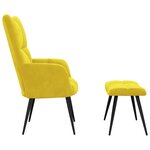 vidaXL Fauteuil relax avec tabouret en velours jaune moutarde
