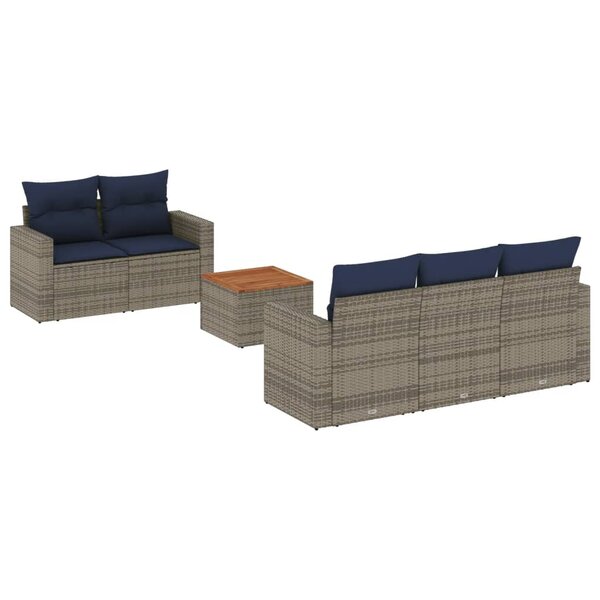 vidaXL Salon de jardin 6 Pièces avec coussins gris résine tressée
