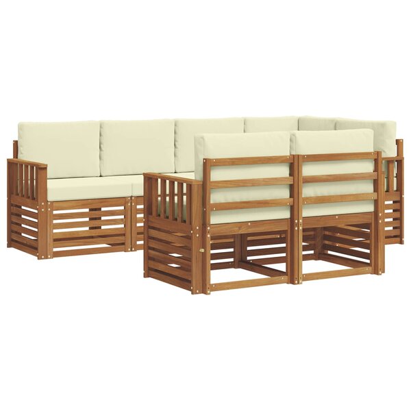 vidaXL Ensemble de canapé d'angle avec coussin 7 Pièces Naturel et Crème