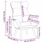 vidaXL fauteuil Gris clair 69 x 74 x 93 cm Velours