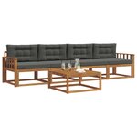 vidaXL Ensemble de canapés d'extérieur 5 Pièces Naturel et Anthracite