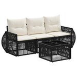 vidaXL Ensemble de canapé de jardin 4 Pièces Noir et blanc crème