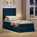 vidaXL Lit avec rangement et LED Bleu foncé 90 x 200 cm Velours