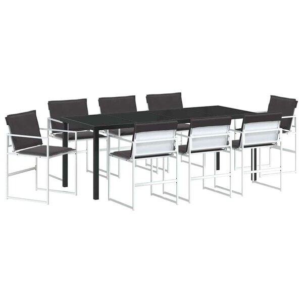 vidaXL Ensemble de salle à manger pour jardin 9 Pièces Blanc