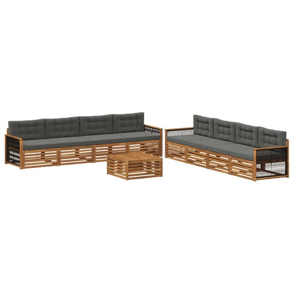 vidaXL Ensemble de canapés d'extérieur 9 Pièces Naturel et Anthracite