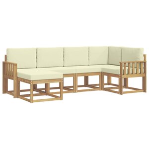 vidaXL Ensemble de canapés d'extérieur 6 pc Blanc et crème Polyester