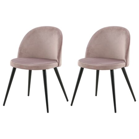 Venture Home Chaises à manger lot de 2 Velvet noir et rose poussiéreux