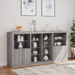 vidaXL Buffet avec lumières LED sonoma gris 202x37x100 cm