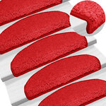 vidaXL Tapis d'escalier 15 pièces 65 x 21 x 4 cm Rouge Demi-rond Grand