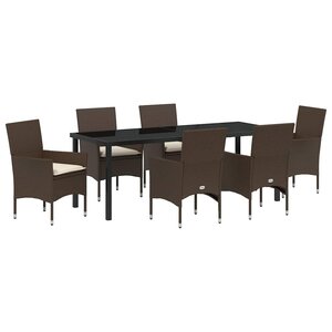 vidaXL Ensemble de salle à manger pour jardin 7 Pièces Marron polyrotin