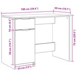 Bureau en chêne noir vidaXL - 100x50x75 cm - Fabriqué en bois d'ingénierie