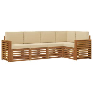 vidaXL Ensemble de canapé d'angle avec coussin 5 Pièces Naturel et Beige