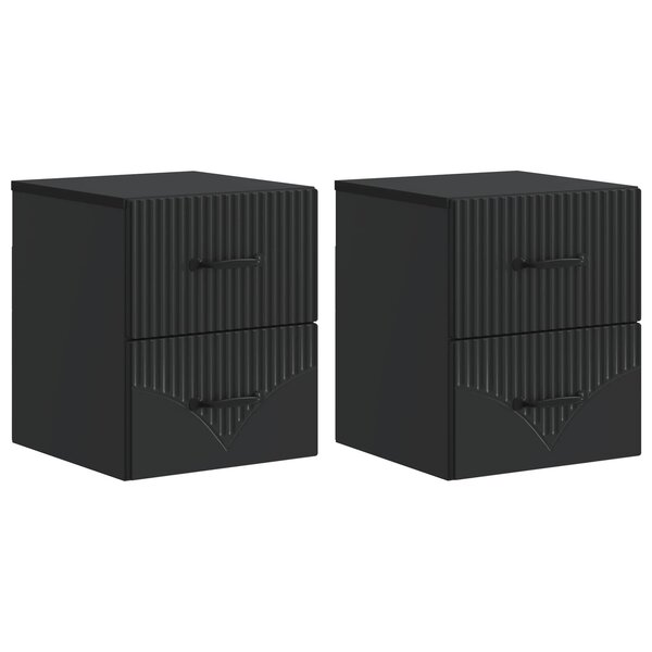 vidaXL Cabinet de chevet mural 2 Pièces Noir 34 5 x 33 x 40 cm