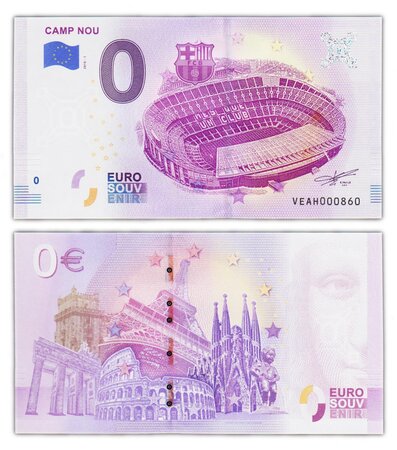 Billet de Collection 0 Euro souvenir 2018 Camp Nou - Espagne - Neuf