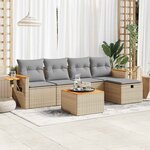 vidaXL Salon de jardin avec coussins 6 Pièces beige résine tressée