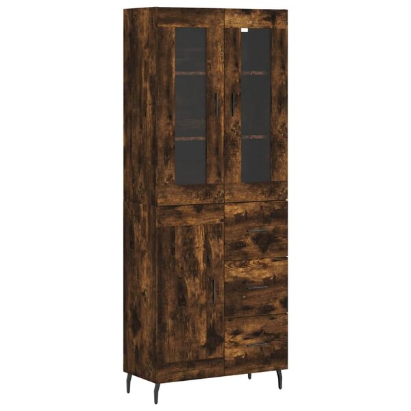 vidaXL Buffet haut Chêne fumé 69 5x34x180 cm Bois d'ingénierie