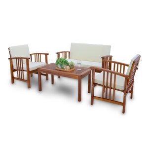 Salon de jardin 4 pièces bois d'acacia naturel beige 03_0010526