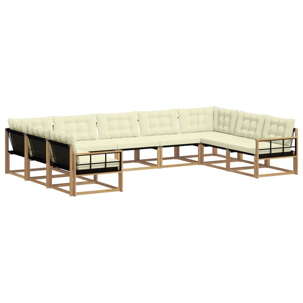 vidaXL Ensemble de canapés d'extérieur 9 Pièces Blanc et crème