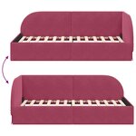 vidaXL Cadre de lit d'angle Rouge bordeaux 100 x 200 cm Velours