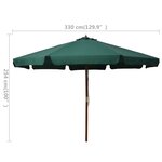 vidaXL Parasol d'extérieur avec mât en bois 330 cm Vert