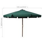 vidaXL Parasol avec mât en bois 330 cm Vert