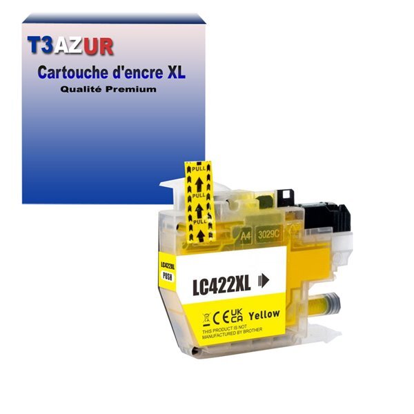 T3AZUR- Cartouche compatible avec Brother LC422 XL pour Brother MFC-J6590DW  MFC-J6940DW Jaune