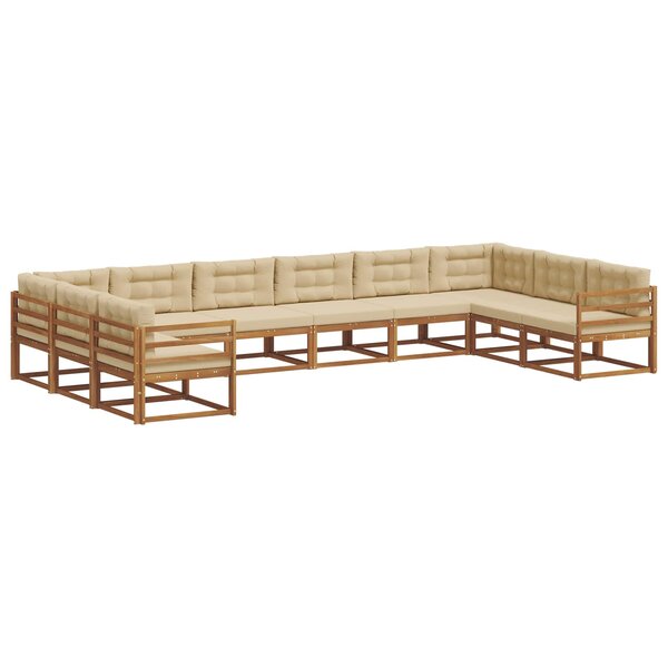vidaXL Ensemble de canapés d'extérieur 10 Pièces Naturel et Beige