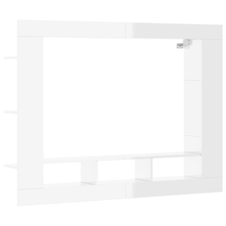 vidaXL Meuble TV blanc brillant 152x22x113 cm bois d'ingénierie