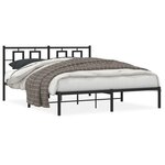 vidaXL Cadre de lit métal sans matelas avec tête de lit noir 150x200cm