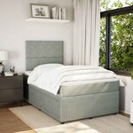 vidaXL Sommier à lattes de lit et matelas gris clair 120x190cm velours