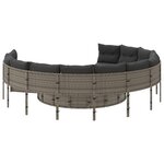 vidaXL Canapé de jardin avec coussins rond gris résine tressée