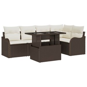 vidaXL Ensemble de canapé de jardin 6 Pièces Marron Poly rotin