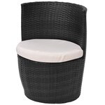 vidaXL Mobilier de bistro 3 Pièces avec coussins Résine tressée Noir
