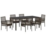 vidaXL Ensemble de salle à manger pour jardin 7 Pièces Marron Poly rotin