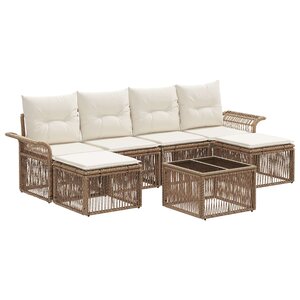 vidaXL Ensemble de canapé de jardin 7 Pièces Beige polyrotin