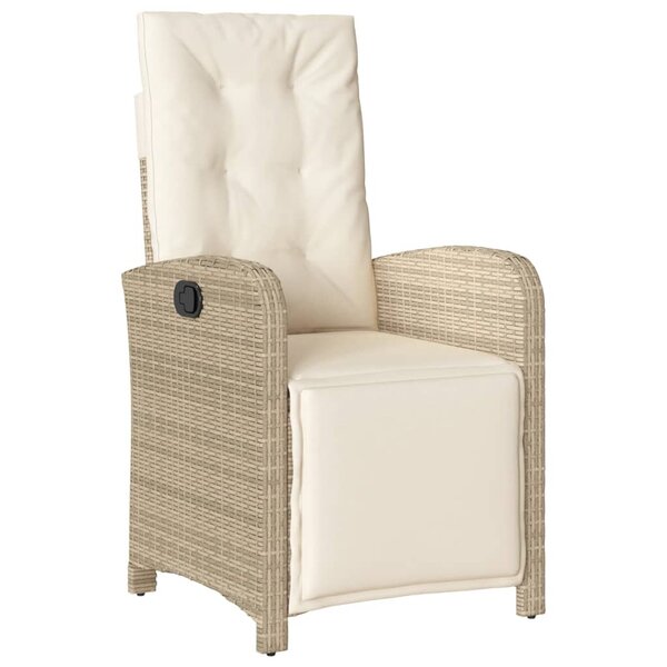 vidaXL Chaise inclinable de jardin et repose-pied beige résine tressée