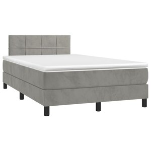 vidaXL Sommier à lattes de lit et matelas gris clair 120x190cm velours