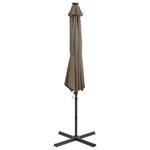 vidaXL Parasol de jardin en porte-à-faux et mât et lumières LED taupe
