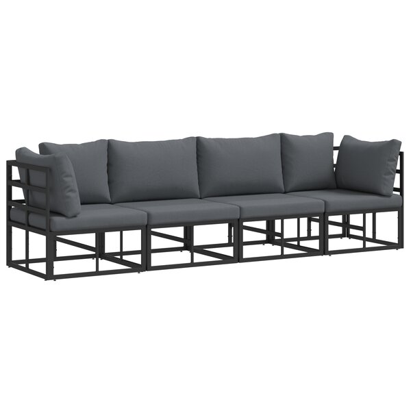 vidaXL Ensemble de canapé de jardin 4 Pièces Noir 283 x 71.5 x 71 cm