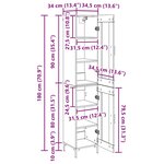 vidaXL Haut Armoire Chêne noir 34 5 x 34 x 180 cm Bois d'ingénierie