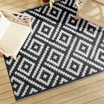 vidaXL Tapis d'extérieur Blanc et noir 160x230 cm PP