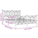 vidaXL Cadre de lit métal sans matelas avec pied de lit noir 135x190cm