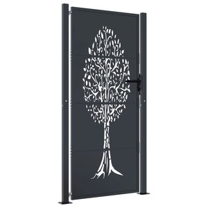 vidaXL Portail de jardin anthracite 105x180cm acier conception d'arbre