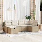 Ensemble de canapés vidaXL 6 pièces avec coussins Beige Rotin Poly