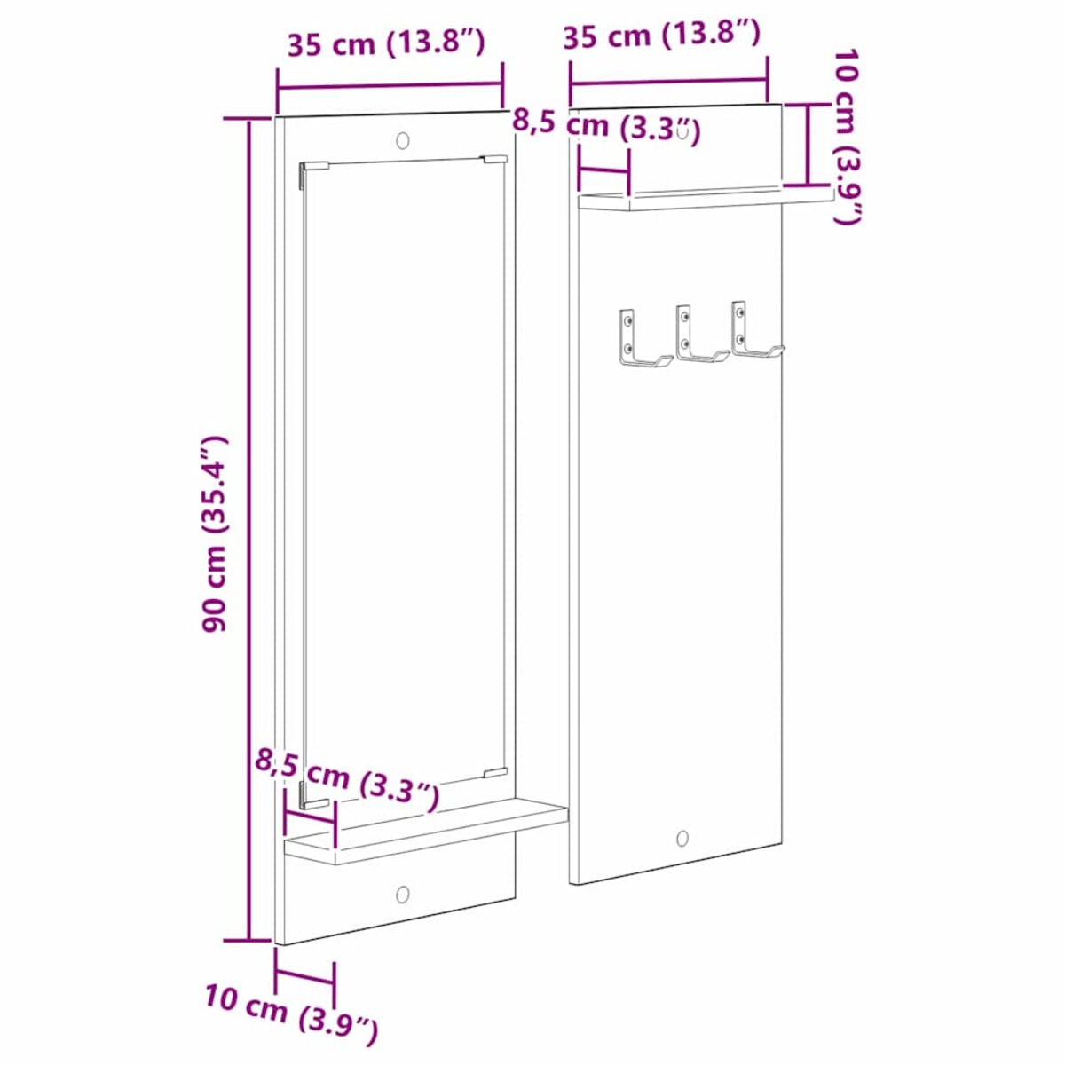 VidaXL Porte-Manteau Mural En Bois Ancien, 60 X 10,5 Cm. Il A Des