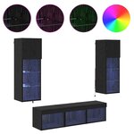 vidaXL Meubles TV muraux 5 Pièces Chêne noir Bois d'ingénierie